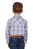 PURE WESTERN LUCAS BOYS LONG SLEEVE SHIRT - WHITE/BLUE [SZ:2]