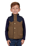 PURE WESTERN MARTIN BOYS REVERSIBLE VEST - TAN/NAVY [SZ:8]