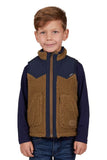 PURE WESTERN MARTIN BOYS REVERSIBLE VEST - TAN/NAVY [SZ:8]