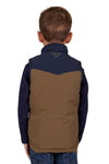 PURE WESTERN MARTIN BOYS REVERSIBLE VEST - TAN/NAVY [SZ:8]