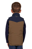 PURE WESTERN MARTIN BOYS REVERSIBLE VEST - TAN/NAVY [SZ:8]