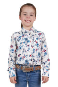 PURE WESTERN FLORA GIRLS LONG SLEEVE SHIRT - EGRET/MULTI [SZ:2]