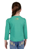 PURE WESTERN IVA GIRLS LONG SLEEVE TEE - GREEN [SZ:2]