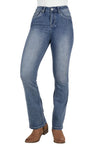 PURE WESTERN AMY WOMENS HIGH RISE BOOT CUT JEANS - RETRO BLUE [SZ:6]