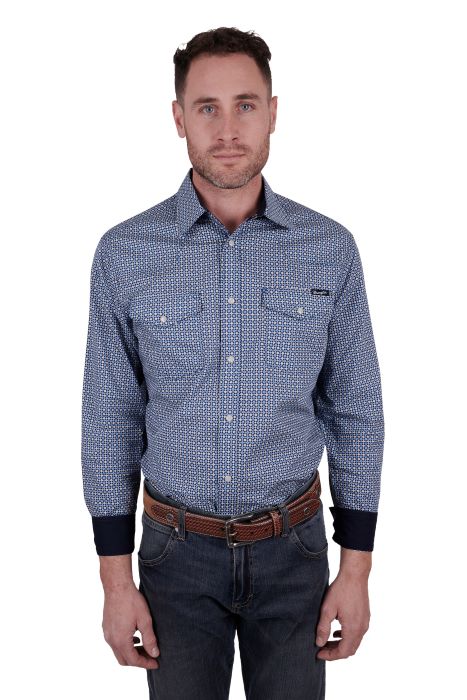 WRANGLER DINO MENS LONG SLEEVE SHIRT - NAVY/ROYAL [SZ:XS]