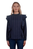 WRANGLER VANNESSA WOMENS LONG SLEEVE BLOUSE - NAVY [SZ:8]