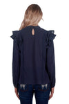 WRANGLER VANNESSA WOMENS LONG SLEEVE BLOUSE - NAVY [SZ:8]