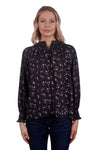 WRANGLER CLARINDA WOMENS LONG SLEEVE BLOUSE - BLACK/BROWN [SZ:8]