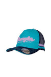 WRANGLER MONICA HIGH PROFILE TRUCKER CAP - AQUA/NAVY 