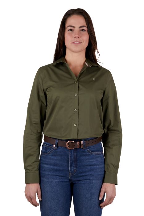 THOMAS COOK PHOEBE WOMENS LONG SLEEVE SHIRT - KHAKI [SZ:8]