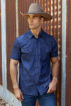 PURE WESTERN DREW MENS SHORT SLEEVE SHIRT - DENIM [SZ:XS]