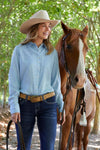 PURE WESTERN SHELBY WOMENS LONG SLEEVE SHIRT - BLUE [SZ:8]