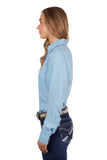 PURE WESTERN SHELBY WOMENS LONG SLEEVE SHIRT - BLUE [SZ:8]