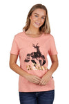PURE WESTERN TATUM WOMENS SHORT SLEEVED TEE - CORAL [SZ:8]