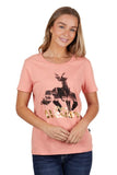 PURE WESTERN TATUM WOMENS SHORT SLEEVED TEE - CORAL [SZ:8]