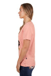 PURE WESTERN TATUM WOMENS SHORT SLEEVED TEE - CORAL [SZ:8]