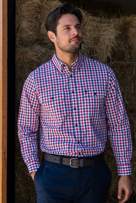 THOMAS COOK KYLE MENS LONG SLEEVE 2 POCKET SHIRT - BLUE/RED [SZ:S]