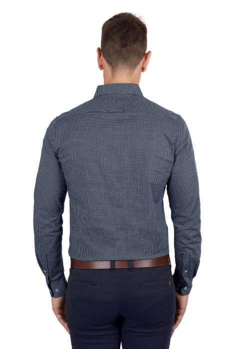 THOMAS COOK CADE MENS TAILORED LONG SLEEVE SHIRT - NAVY/BLUE [SZ:S]