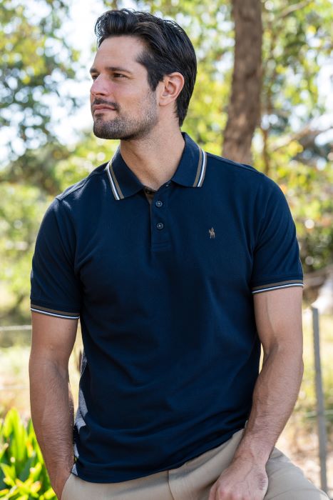 THOMAS COOK LOGAN TAILORED SHORT SLEEVE MENS POLO - NAVY [SZ:S]