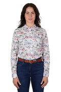 THOMAS COOK OPAL WOMENS LONG SLEEVE SHIRT - WHITE/MULTI [SZ:8]