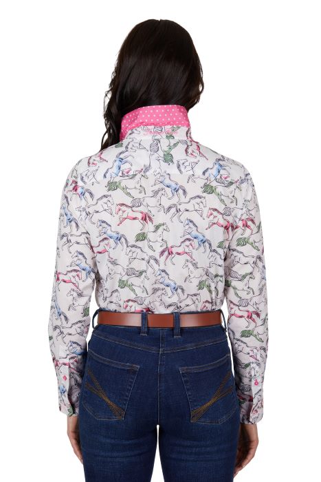 THOMAS COOK OPAL WOMENS LONG SLEEVE SHIRT - WHITE/MULTI [SZ:8]