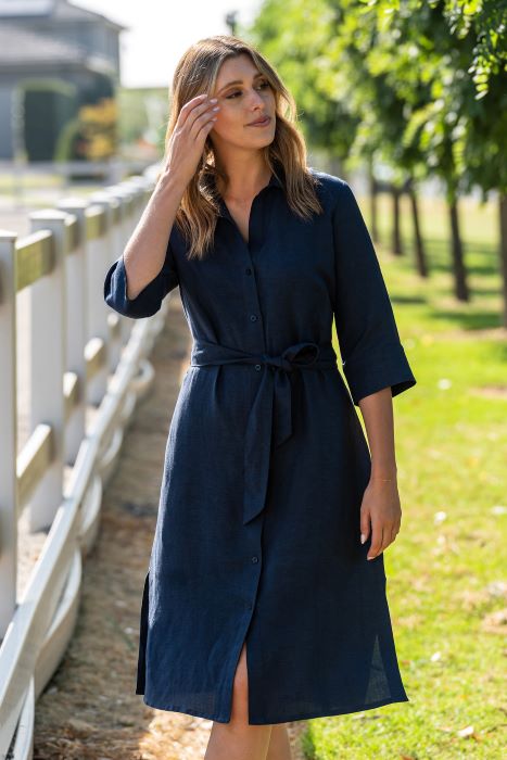 THOMAS COOK HALENA WOMENS SHIRT DRESS - NAVY [SZ:8]