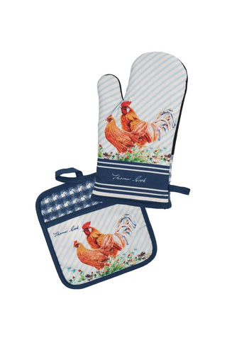 THOMAS COOK OVEN MITT & POT HOLDER - NAVY WHITE 