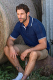 WRANGLER JACKSON MENS SHORT SLEEVE POLO - NAVY MARLE [SZ:S]