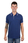 WRANGLER JACKSON MENS SHORT SLEEVE POLO - NAVY MARLE [SZ:S]