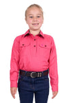 THOMAS COOK GIRLS LIGHT DRILL HALF PLACKET LONG SLEEVE SHIRT - WATERMELON [SZ:2]