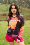 BULLZYE SUNSET WOMENS LONG SLEEVE - HORSE SUNSET ORANGE [SZ:10]