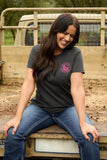 BULLZYE BEER PONG WOMENS SHORT SLEEVE TEE - CHARCOAL [SZ:8]