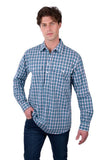 HARDSLOG MENS RUI 1/2 PLKT LS SHIRT - TEAL/NAVY [SZ:S]