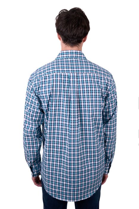 HARDSLOG MENS RUI 1/2 PLKT LS SHIRT - TEAL/NAVY [SZ:S]