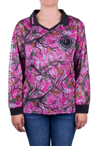 BOAR TEARER FOLIAGE WOMENS LONG SLEEVE FISHING SHIRT - MULTI/PINK [SZ:8]