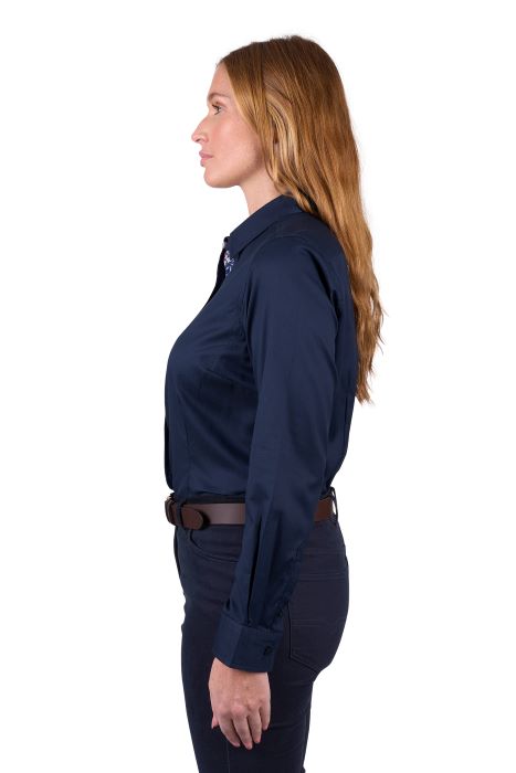 THOMAS COOK KELSEY LONG SLEEVE WOMENS SHIRT - NAVY [SZ:8]