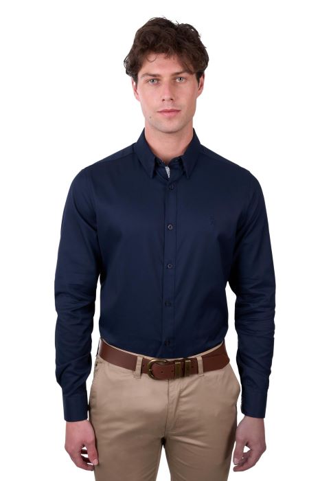 THOMAS COOK CALLUM MENS TAILORED LONG SLEEVE SHIRT - NAVY [SZ:XS]