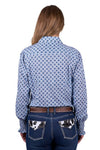 PURE WESTERN WOMENS NORMA LS SHIRT - BLUE [SZ:8]