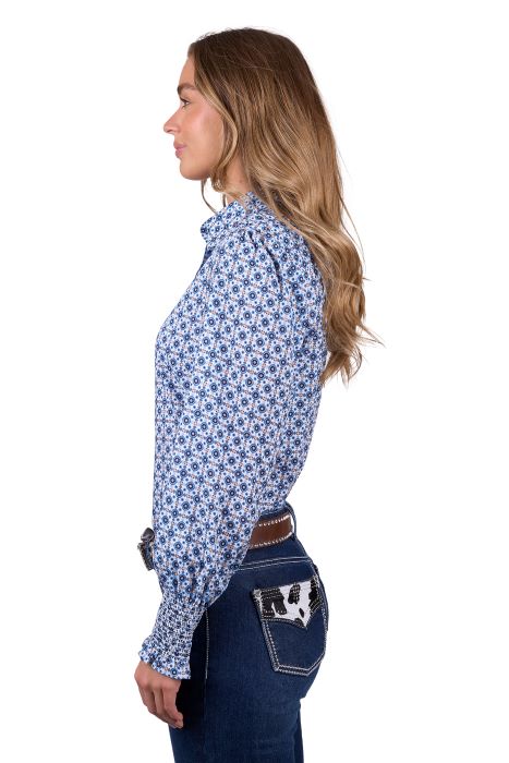 PURE WESTERN WOMENS NORMA LS SHIRT - BLUE [SZ:8]