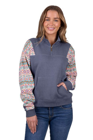 PURE WESTERN WOMENS SALLY 1/4 ZIP PULLOVER - MULTI [SZ:8]