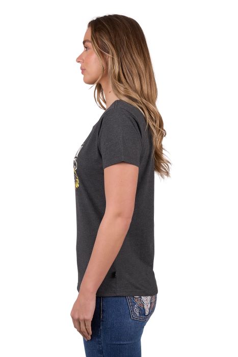 PURE WESTERN WOMENS KENDRA SS TEE - CHARCOAL HEATHER [SZ:8]