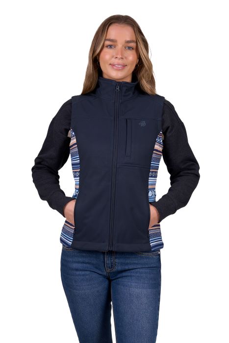 PURE WESTERN WOMENS MISHA SOFTSHELL VEST - NAVY [SZ:S]