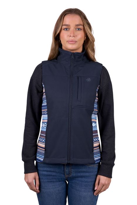 PURE WESTERN WOMENS MISHA SOFTSHELL VEST - NAVY [SZ:S]
