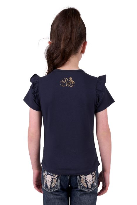 PURE WESTERN GIRLS MILLA SS TEE - NAVY [SZ:2]