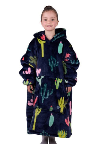 PURE WESTERN KIDS CACTUS SNUGGLE HOODIE - NAVY