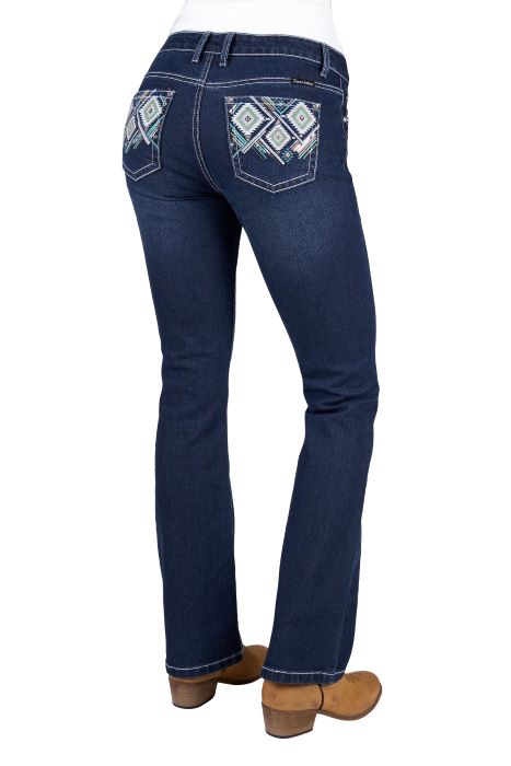 PURE WESTERN WOMENS MEG BOOT CUT JEAN 32L - EVENING SKY [SZ:6]