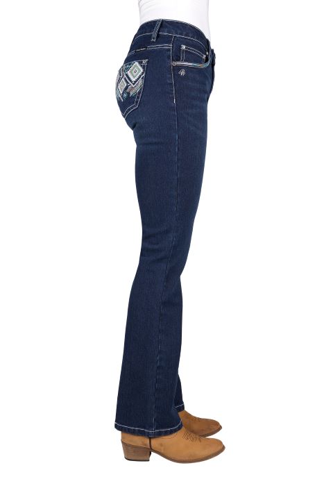 PURE WESTERN WOMENS MEG BOOT CUT JEAN 32L - EVENING SKY [SZ:6]
