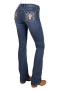 PURE WESTERN WOMENS BEC BOOT CUT JEAN 34L - INDIGO [SZ:6]