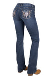 PURE WESTERN WOMENS BEC BOOT CUT JEAN 34L - INDIGO [SZ:6]