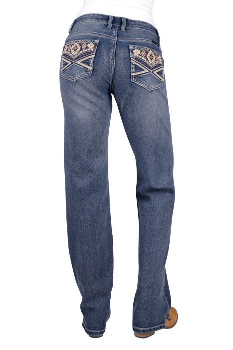 PURE WESTERN WOMENS RUE STRAIGHT JEAN 34L - MOONSHINE [SZ:6]